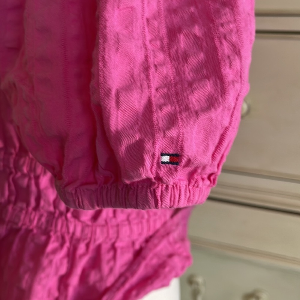 Tommy Hilfiger Pink Tonal puff sleeved top size M - Picture 3 of 7